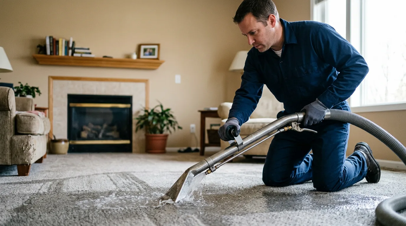 Water damage restoration technician working near Crothersville, IN